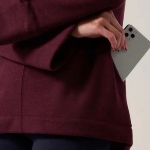 Athleta Cozy Karma Funnel Neck Sweatshirt Burgundy Oversized Pullover Large L - Picture 3 of 8